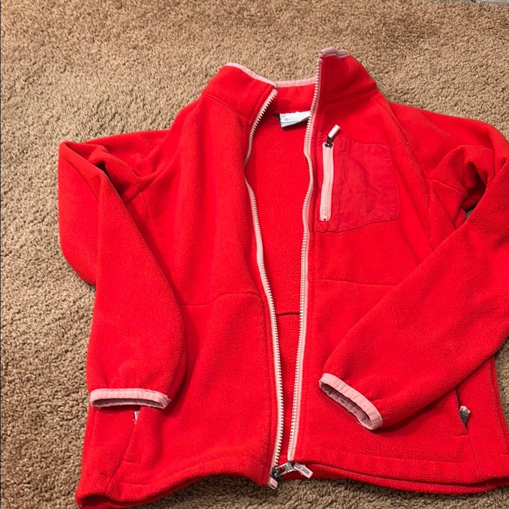 Columbia red fleece with pink accents
